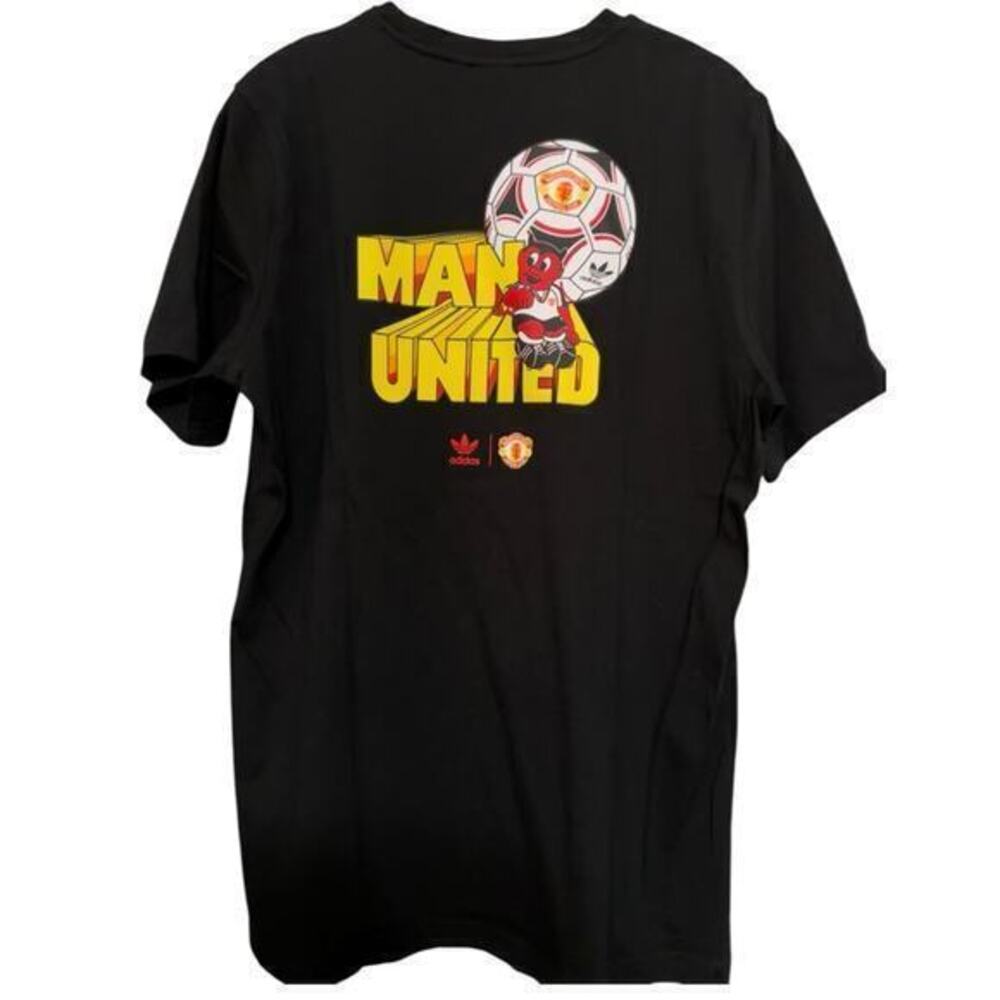 Adidas Originals Men’s Size L Black Manchester United Retro Short Sleeve T-Shirt